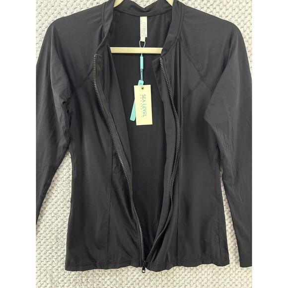 Sea Level Australia Essentials Long Sleeve Rash Vest Women US6 Black Full Zip - Picture 5 of 11